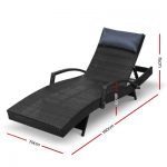 2 X Gardeon Sun Lounge Outdoor Furniture Wicker Lounger Rattan Day Bed Garden Patio Black FF-LOUNGE-ARM-P-BKX2