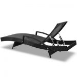 2 X Gardeon Sun Lounge Outdoor Furniture Wicker Lounger Rattan Day Bed Garden Patio Black FF-LOUNGE-ARM-P-BKX2