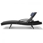 2 X Gardeon Sun Lounge Outdoor Furniture Wicker Lounger Rattan Day Bed Garden Patio Black FF-LOUNGE-ARM-P-BKX2