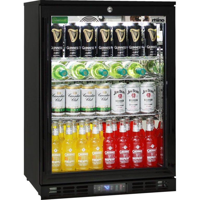 Rhino SG1R-B 129L Black Commercial Glass Door Bar Fridge Energy Efficient