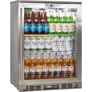 Rhino 129L Stainless Steel Heated Glass Door Bar Fridge With LG Compressor SG1R-HD