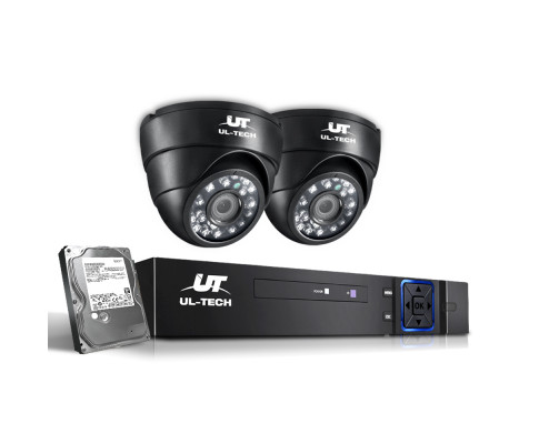 UL-Tech CCTV Security System 2TB 4CH DVR 1080P 2 Camera Sets CCTV-4C-2D-BK-2T