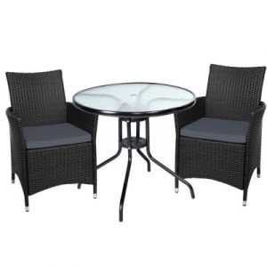 Gardeon Outdoor Furniture Dining Chair Table Bistro Set Wicker Patio Setting Tea Coffee Cafe Bar Set ODF-CHAIRSET-630