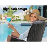 Gardeon Recliner Chairs Sun lounge Outdoor Furniture Setting Patio Wicker Sofa Black 2pcs ODF-RCL-RW-FT-BKX2