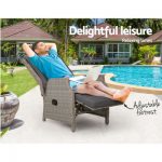 Gardeon Recliner Chair Sun lounge Setting Outdoor Furniture Patio Wicker Sofa ODF-RCL-RW-FT-GE