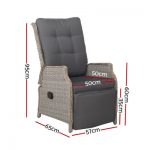 Gardeon Recliner Chairs Sun lounge Outdoor Furniture Setting Patio Wicker Sofa Grey 2pcs ODF-RCL-RW-FT-GEX2