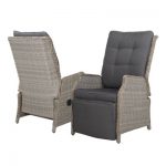 Gardeon Recliner Chairs Sun lounge Outdoor Furniture Setting Patio Wicker Sofa Grey 2pcs ODF-RCL-RW-FT-GEX2