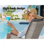 Gardeon Recliner Chairs Sun lounge Outdoor Furniture Setting Patio Wicker Sofa Grey 2pcs ODF-RCL-RW-FT-GEX2