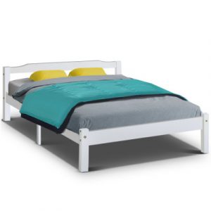 Artiss Double Full Size Wooden Bed Frame Mattress Base Timber Platform White WBED-C-001D-137-WH