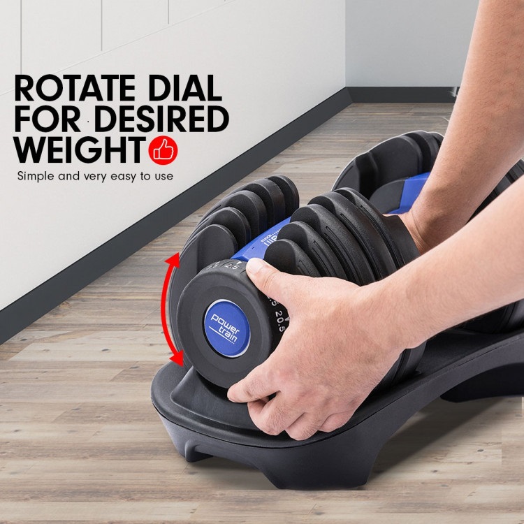 24KG Powertrain Adjustable Home Gym Dumbbell - Blue dmb-bf1-024-1-bu
