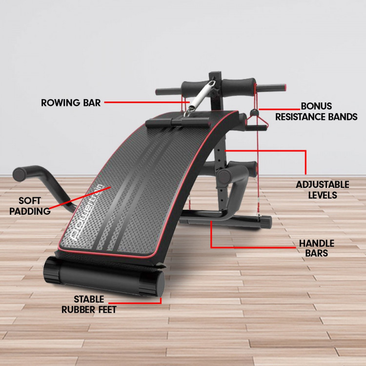 PowerTrain Inclined Sit up bench with Resistance bands wbd-103