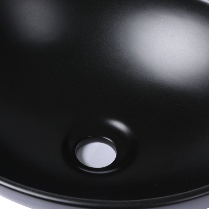 Wash Basin Oval Ceramic Hand Bowl Bathroom Sink Vanity Above Counter Matte Black KT0421-BK