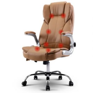Artiss Massage Office Chair Gaming Chair Computer Desk Chair 8 Point Vibration Espresso MOC-1223-EP