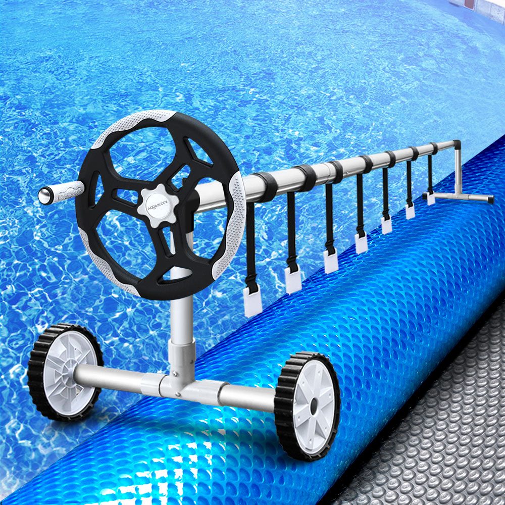 Aquabuddy 8 X 4.2M Solar Swimming Pool Cover Blanket Bubble Roller Adjustable PC-80X42-400-DX-BL-ROLLER