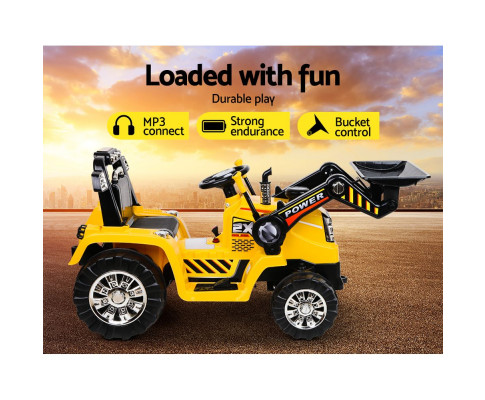 Rigo Kids Ride On Bulldozer Digger Electric Car Yellow RCAR-BULLDOZER-YL