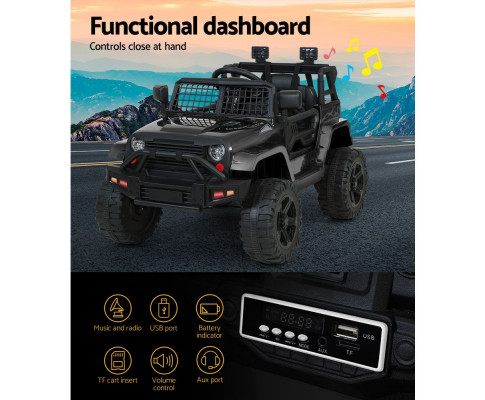 Rigo Kids Ride On Car Electric 12V Car Toys Jeep Battery Remote Control Black RCAR-JEP-4WS-BK