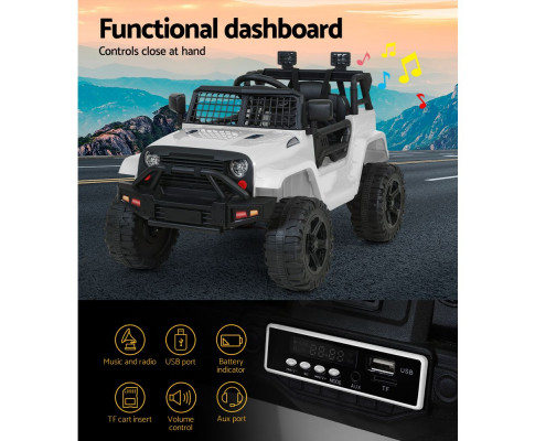 Rigo Kids Ride On Car Electric 12V Car Toys Jeep Battery Remote Control White RCAR-JEP-4WS-WH