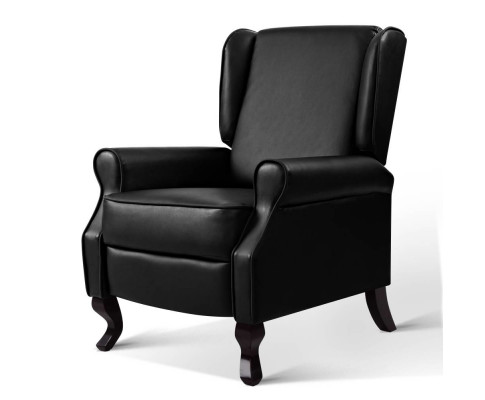 Artiss Recliner Chair Luxury Lounge Armchair Single Sofa Couch PU Leather Black RECLINER-A6-BK
