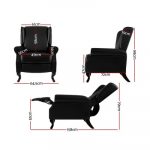 Artiss Recliner Chair Luxury Lounge Armchair Single Sofa Couch PU Leather Black RECLINER-A6-BK