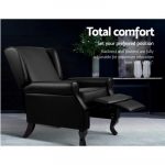 Artiss Recliner Chair Luxury Lounge Armchair Single Sofa Couch PU Leather Black RECLINER-A6-BK