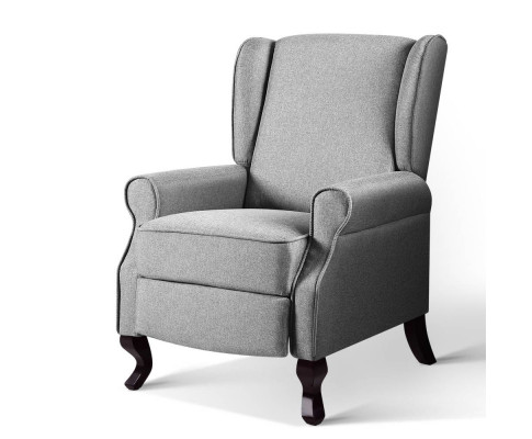 Artiss Recliner Chair Luxury Lounge Armchair Single Sofa Couch Fabric Grey RECLINER-A6-LIN-GY