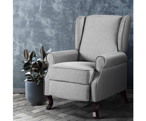 Artiss Recliner Chair Luxury Lounge Armchair Single Sofa Couch Fabric Grey RECLINER-A6-LIN-GY