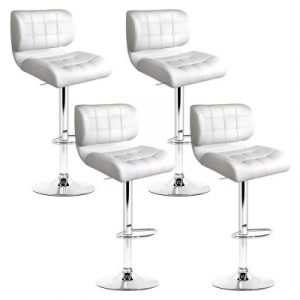 Artiss Set of 4 PU Leather Gas Lift Bar Stools - White and Chrome BA-TW-4059-WHX4