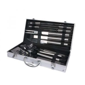 10Pcs Stainless Steel BBQ Tool Set Outdoor Barbecue Utensil Aluminium Grill Cook BBQ-SET-10