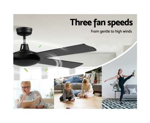 Devanti 52'' Ceiling Fan with Remote - Black CF-B-52NL-BK