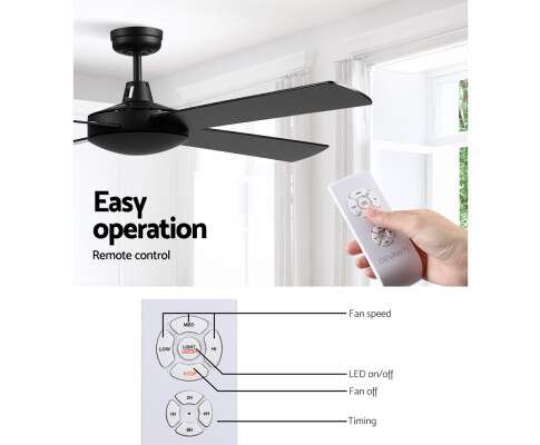 Devanti 52'' Ceiling Fan with Remote - Black CF-B-52NL-BK
