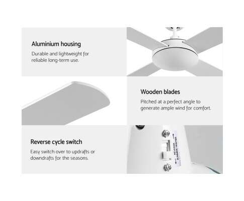 Devanti 52'' Ceiling Fan with Remote - White CF-B-52NL-WH