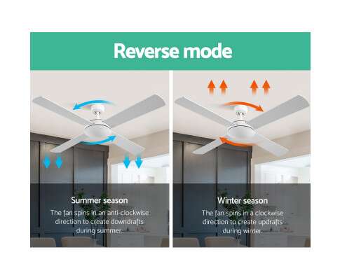 Devanti 52'' Ceiling Fan with Remote - White CF-B-52NL-WH