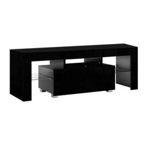 Artiss TV Cabinet Entertainment Unit Stand RGB LED Gloss Furniture 130cm Black FURNI-L-TV130-BK