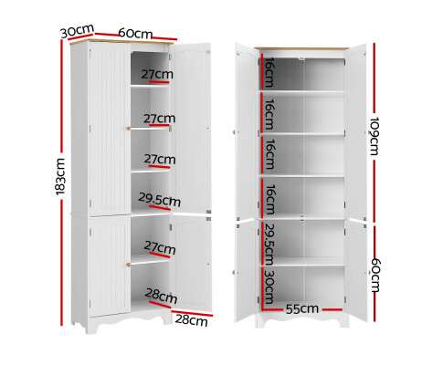 Artiss Buffet Sideboard Kitchen Cupboard Storage Cabinet Pantry Wardrobe Shelf FURNI-P-MED-01-WH-AB