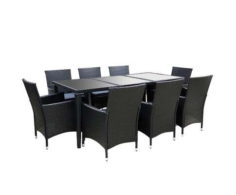 Gardeon 9 Piece Outdoor Dining Set - Black FF-DINING-9CLS-BK-ABCD
