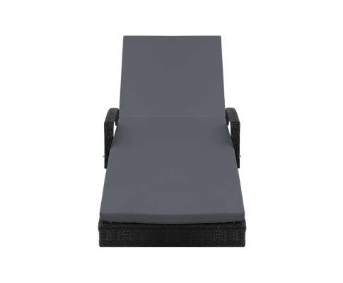 Gardeon Outdoor Sun Lounge - Black FF-LOUNGE-ARM-BK