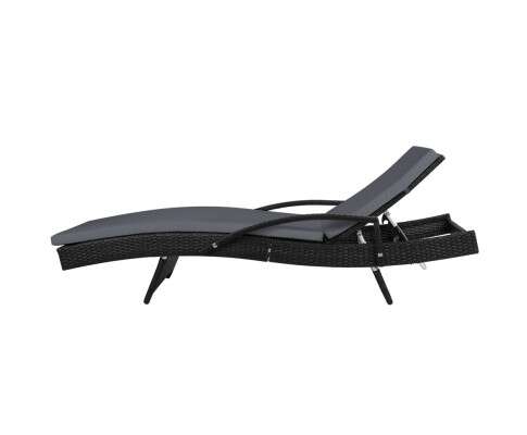 Gardeon Outdoor Sun Lounge - Black FF-LOUNGE-ARM-BK