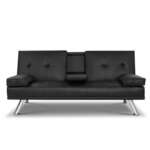 Artiss Sofa Bed 168CM Black PU Leather SBED-E-R1C-LEA168-BK