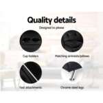 Artiss Sofa Bed Lounge Futon Couch 3 Seater Leather Cup Holder Recliner SBED-E-R1C-LEA168-BK