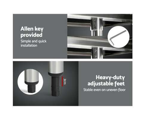 Cefito 1829 x 762mm Commercial Stainless Steel Kitchen Bench with 4pcs Castor Wheels SSKB-430S-76-WHEEL-72