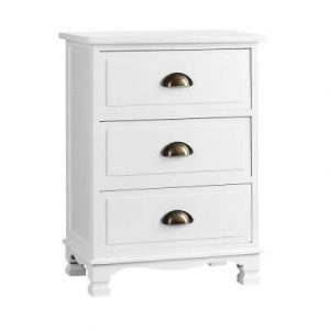 Artiss Vintage Bedside Table Chest Storage Cabinet Nightstand White ST-CAB-B-3D-WH