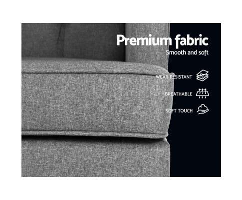 Artiss Rocking Armchair Feeding Chair Linen Fabric Armchairs Lounge Retro Grey UPHO-C-AVAN-KD-GY-AB