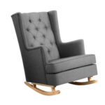 Artiss Rocking Chair Armchair Linen Fabric Grey Gaia UPHO-C-AVAN-KD-GY-AB