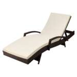 Lounge Wicker Lounger Outdoor Furniture Beach Chair Patio Adjustable Cushion Brown FF-LOUNGE-ARM-BR