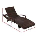 Gardeon Outdoor Sun Lounge - Brown FF-LOUNGE-ARM-BR
