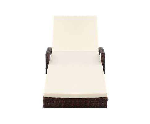 Gardeon Outdoor Sun Lounge - Brown FF-LOUNGE-ARM-BR