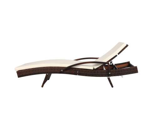 Gardeon Outdoor Sun Lounge - Brown FF-LOUNGE-ARM-BR