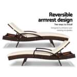 Gardeon Outdoor Sun Lounge - Brown FF-LOUNGE-ARM-BR
