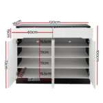 Artiss 120cm Shoe Cabinet Shoes Storage Rack High Gloss Cupboard Shelf Drawers FURNI-N-SHOE120-WHBK-AB