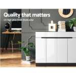 Artiss 120cm Shoe Cabinet Shoes Storage Rack High Gloss Cupboard Shelf Drawers FURNI-N-SHOE120-WHBK-AB